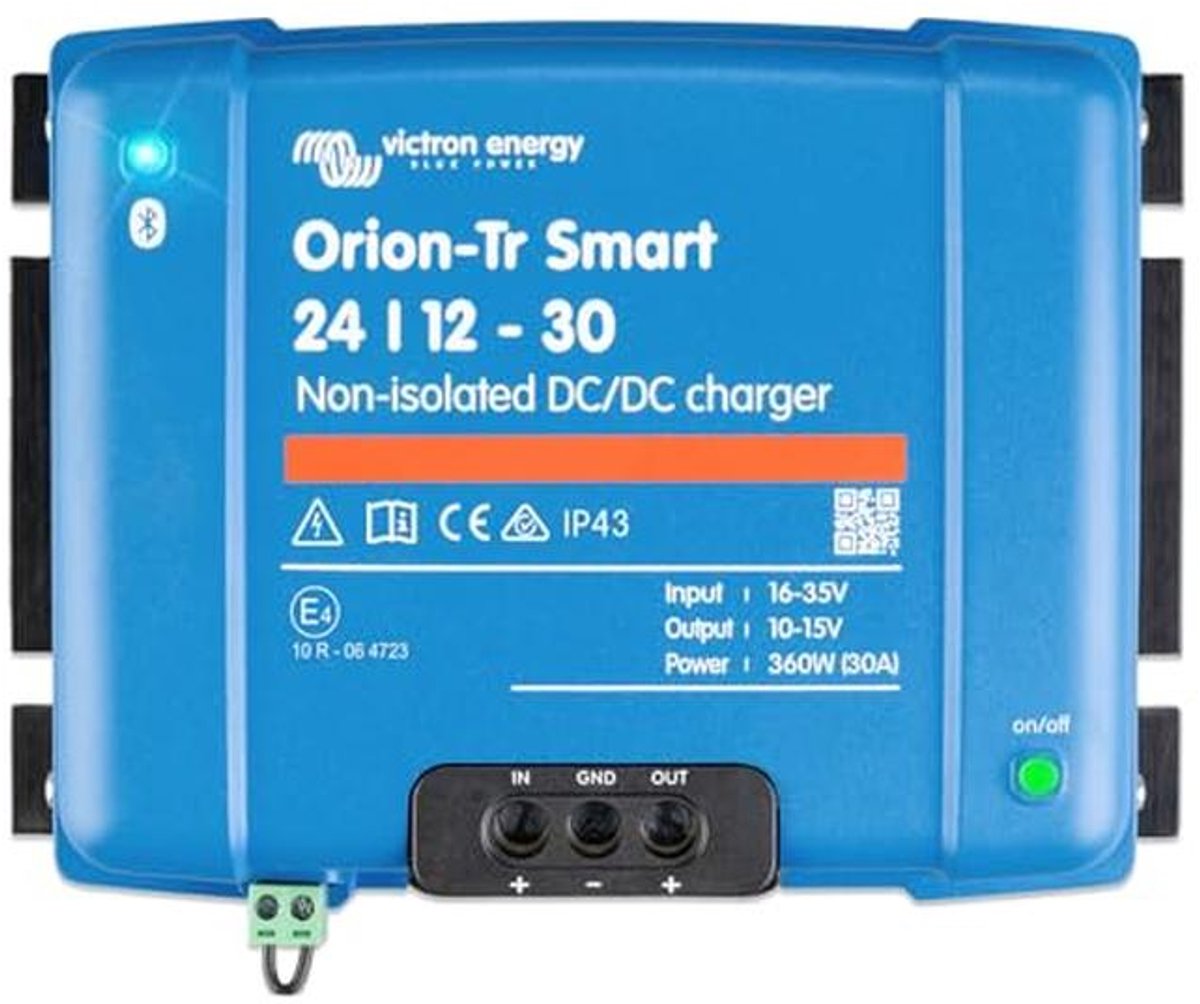 DC-DC Lader - Accu Oplader - Dubbele Accu Systemen - Bluetooth Instelbaar - 30 Amp - Grijs