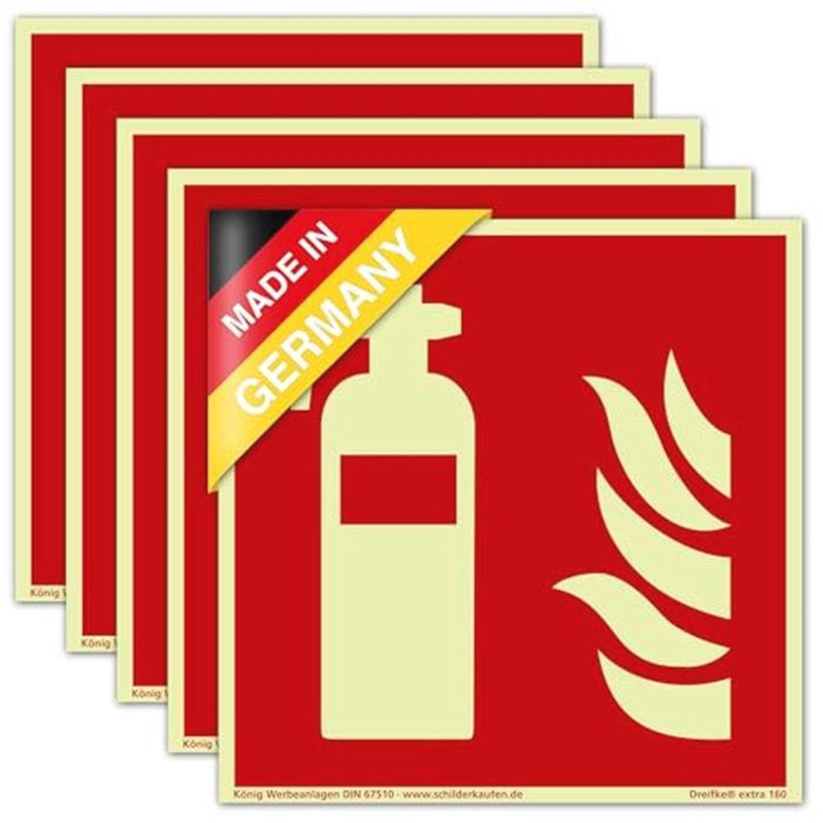 Extra lange brandblusser set met 5 zelfklevende borden - Veiligheidsinformatie en brandbeveiliging