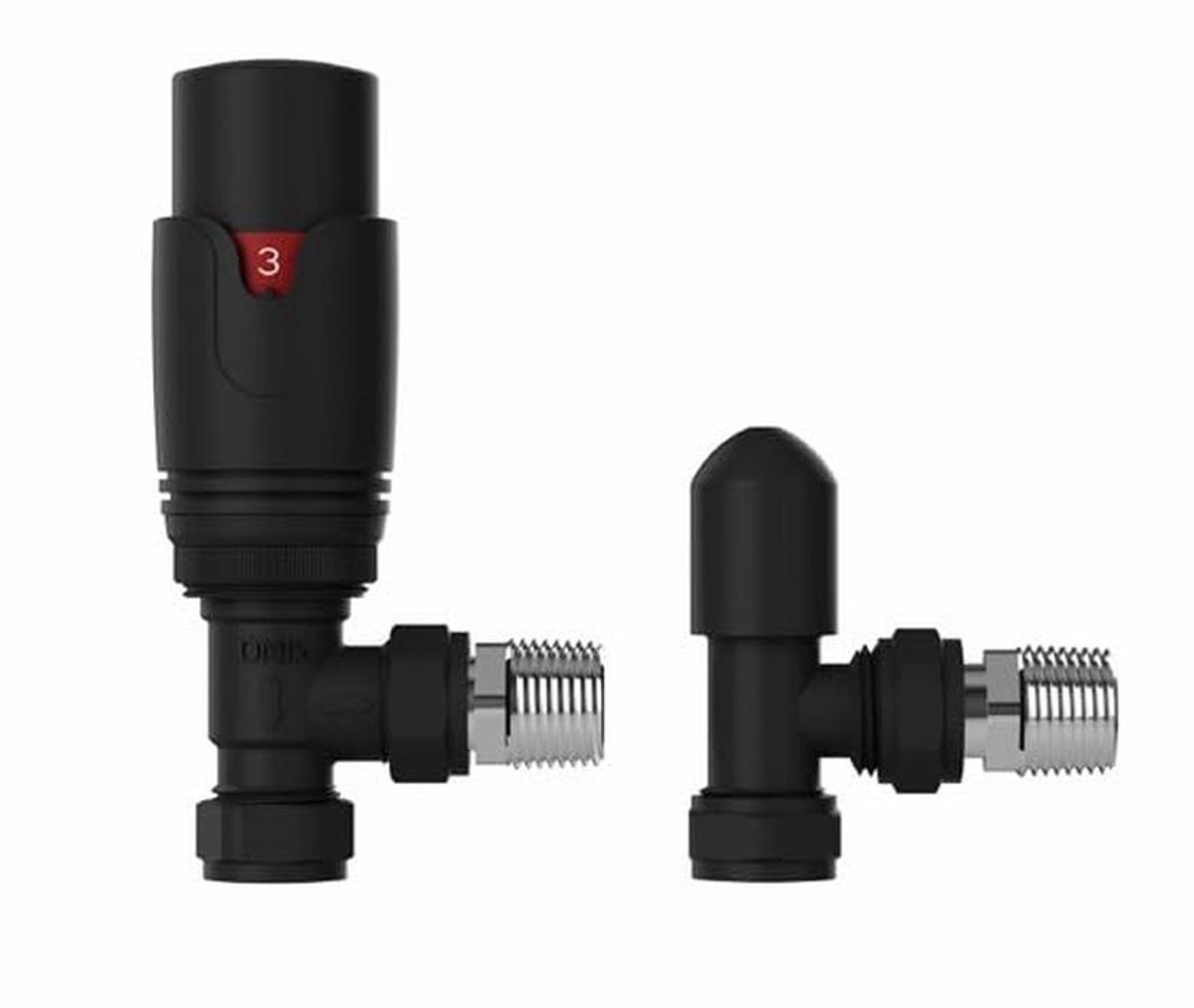 Thermostatische Radiatorkranen en Lockshield 15mm x 1/2" Pack - Zwart