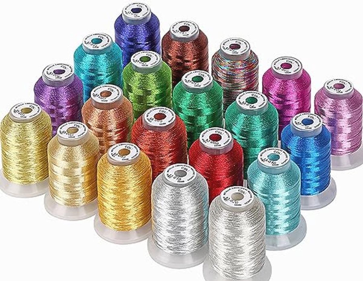 Assortiment van 20 Metallic Borduurgaren van 500M voor Machines en Decoratief Naaien