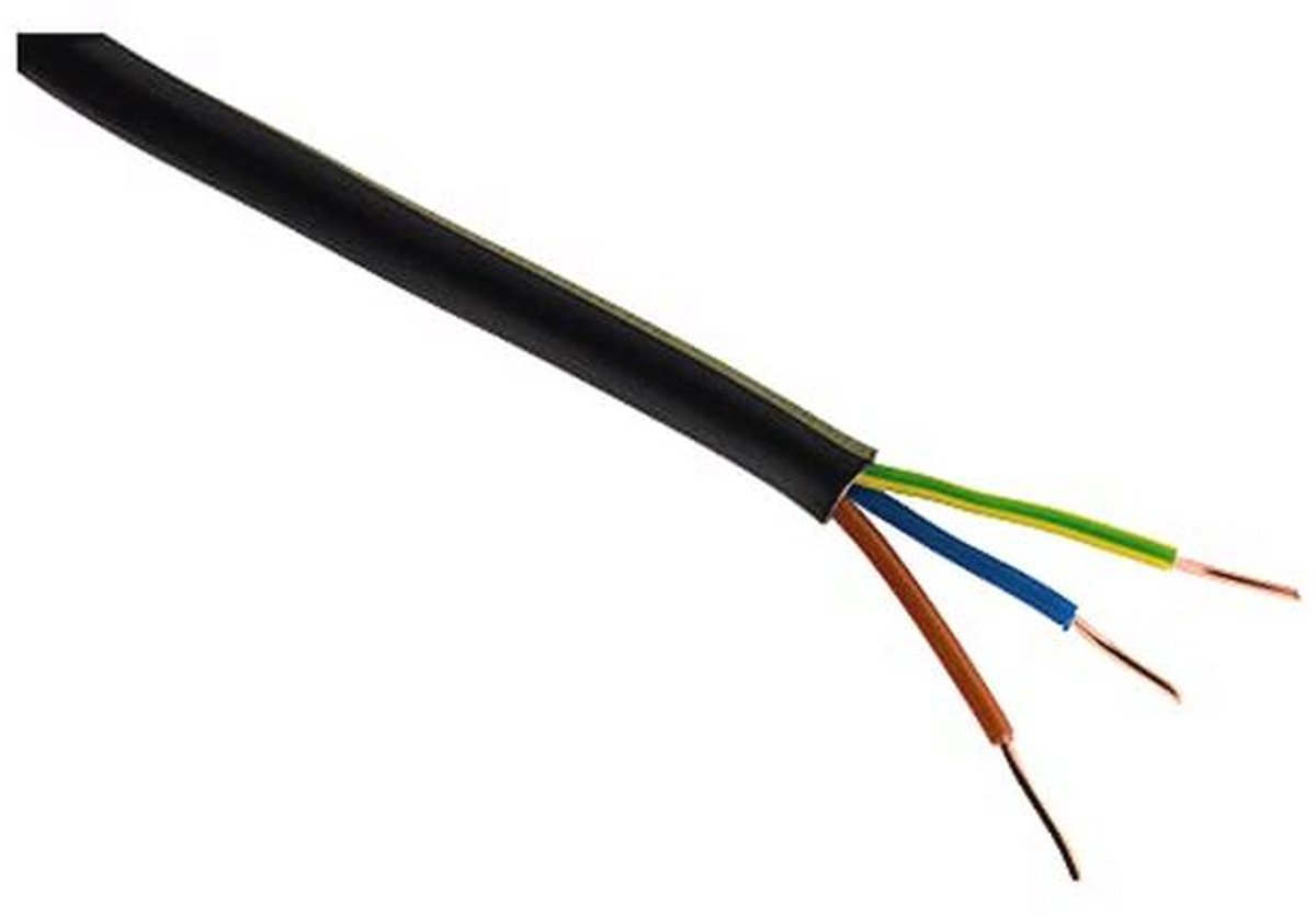 U-1000 R2V 3G 2.5mm² Elektrische Stroomkabel - Duurzaam Voor Binnen of Buiten - Zwarte 5m Kabel Met PVC Bescherming