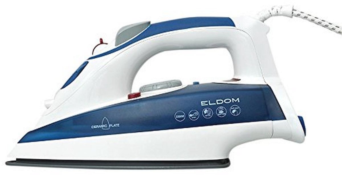 Droog- en stoomstrijkijzer keramiek 2200W in Blauw en Wit