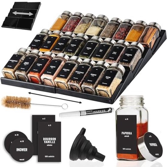 teeverliebt – Set van 6 thee- en specerijenpotjes speciaal zwart met deksel van blik, 78 x 78 x 110 mm, ideaal als voorraaddoos, vierkante dekseldoos voor ca. 100 g losse thee