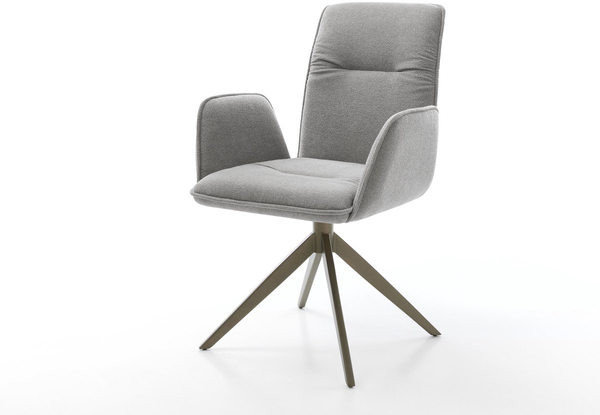 Eetkamerstoel Vinja-Flex kruisframe breed afwerking met titanium zachte stof met structuur