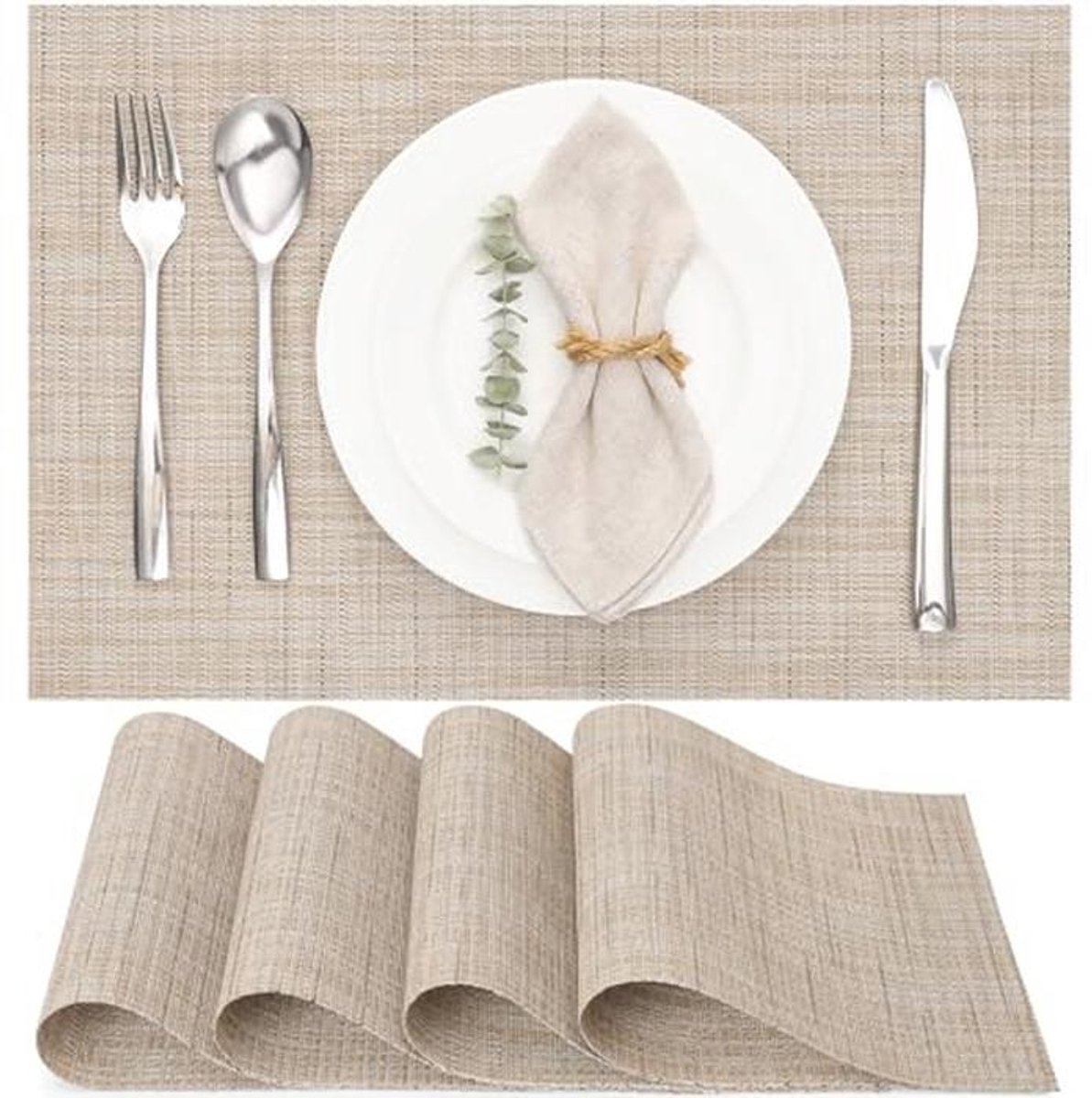 Set van 4 Wasbare Vinyl Placemats – Hittebestendig en Antislip voor Keuken en Eetkamer