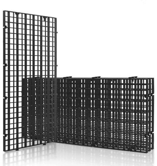 LINLAN 8 stuks 30 x 30 cm aquariumrooster van kunststof, aquariumverdeler, eierkrat voor doe-het-zelf filtratie en bodembescherming in aquascaping ( zwart-geen accessoires