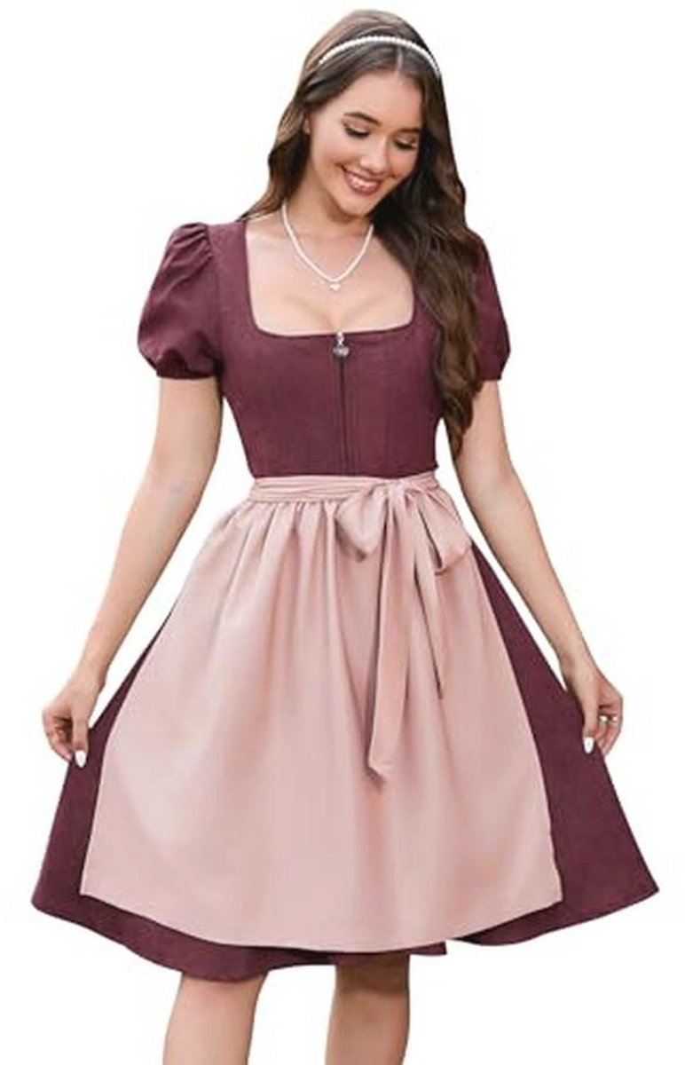 Traditionele midi dirndljurk voor dames van suède voor het Oktoberfest