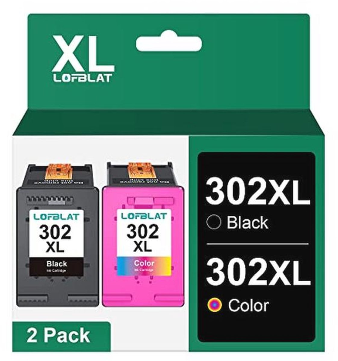 Compatibele 302XL Inktcartridges voor Envy en Officejet Printers - 2-Pack