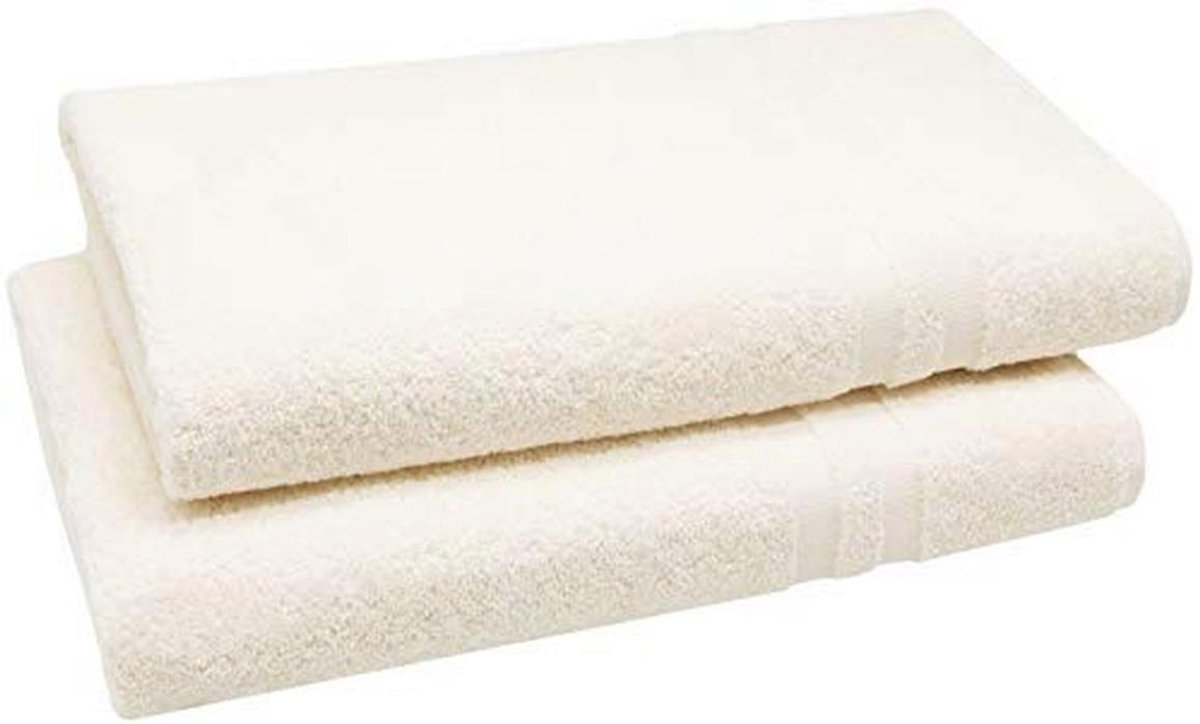 2 x Beige Saunahanddoeken Badhanddoeken 70 x 180 cm - Katoen, Absorberend en Duurzaam