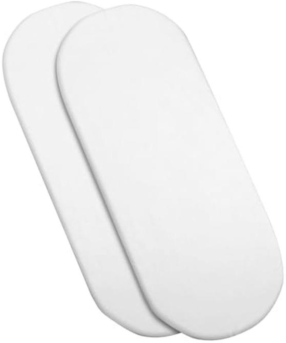 Hoeslaken voor Babybeddengoed - 2 stuks - 28 x 75 cm - 100% Biologisch Katoen - Ademend en Zacht - Effen Wit