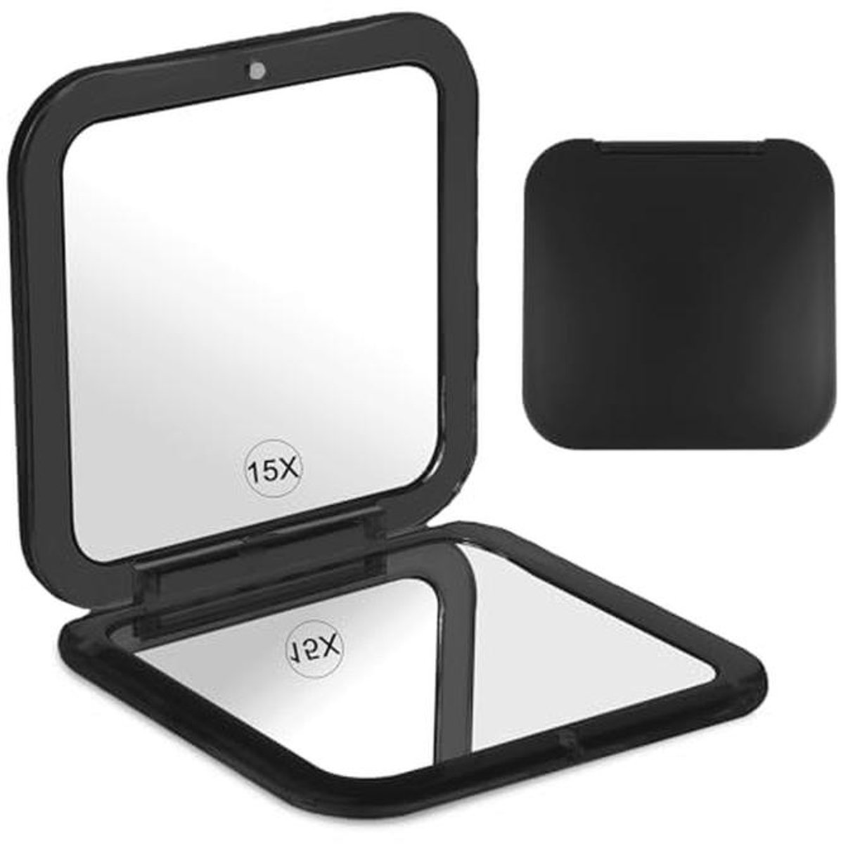 Compacte make-upspiegel met 15x vergroting voor op reis - Opvouwbare handtasspiegel