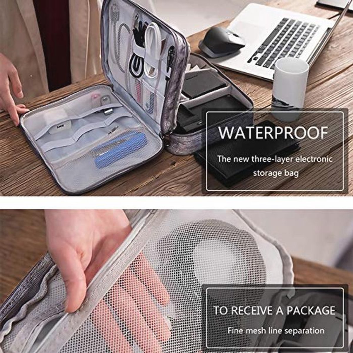 Universele Elektronica Accessoires Organizer Tas - Waterdicht en Draagbaar voor Kabels, Opladers en Powerbanks – foto 2