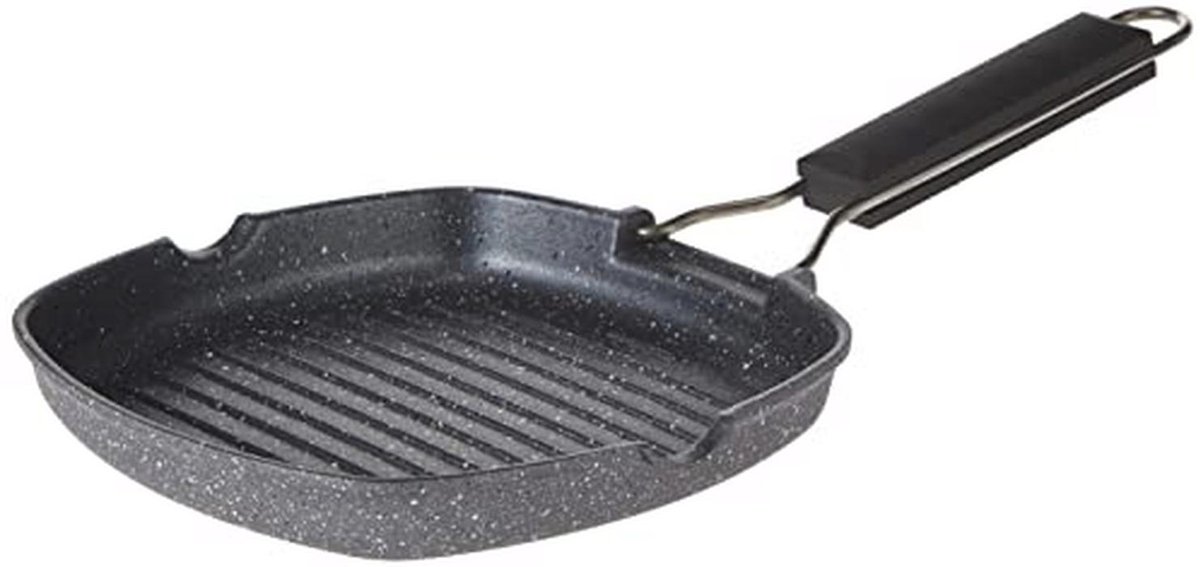 Vierkante Grillpan 20 x 20 cm - Inklapbare Handgreep - Tijdloos Italiaans Design
