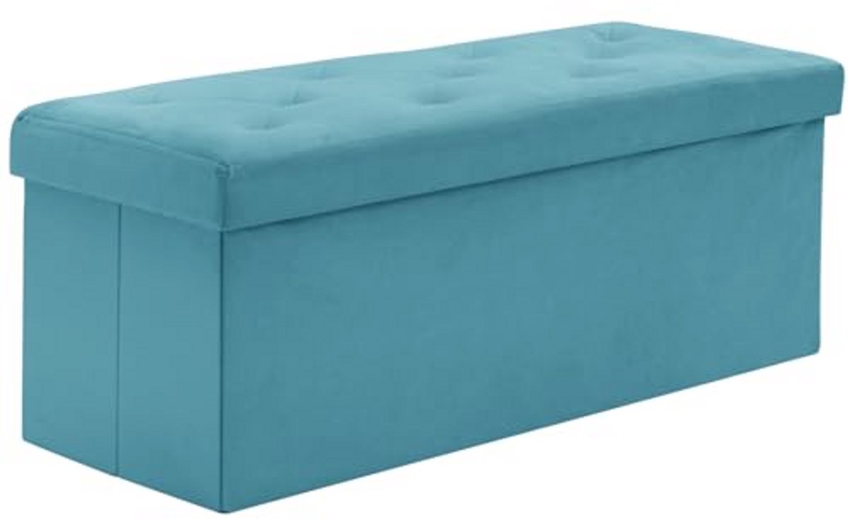 Zitbank met opbergruimte en opvouwbare poef - Fluwelen zitkist voor woonkamer, slaapkamer en hal - Groen 110 x 40 x 40 cm