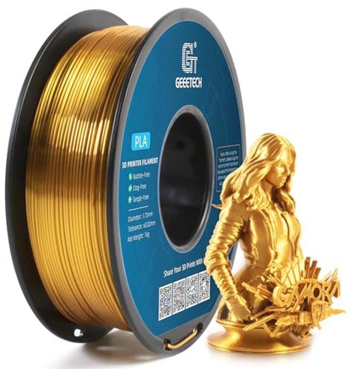 Zijde Goud PLA Filament 1,75mm - 3D Printer Filament 1kg Spoel