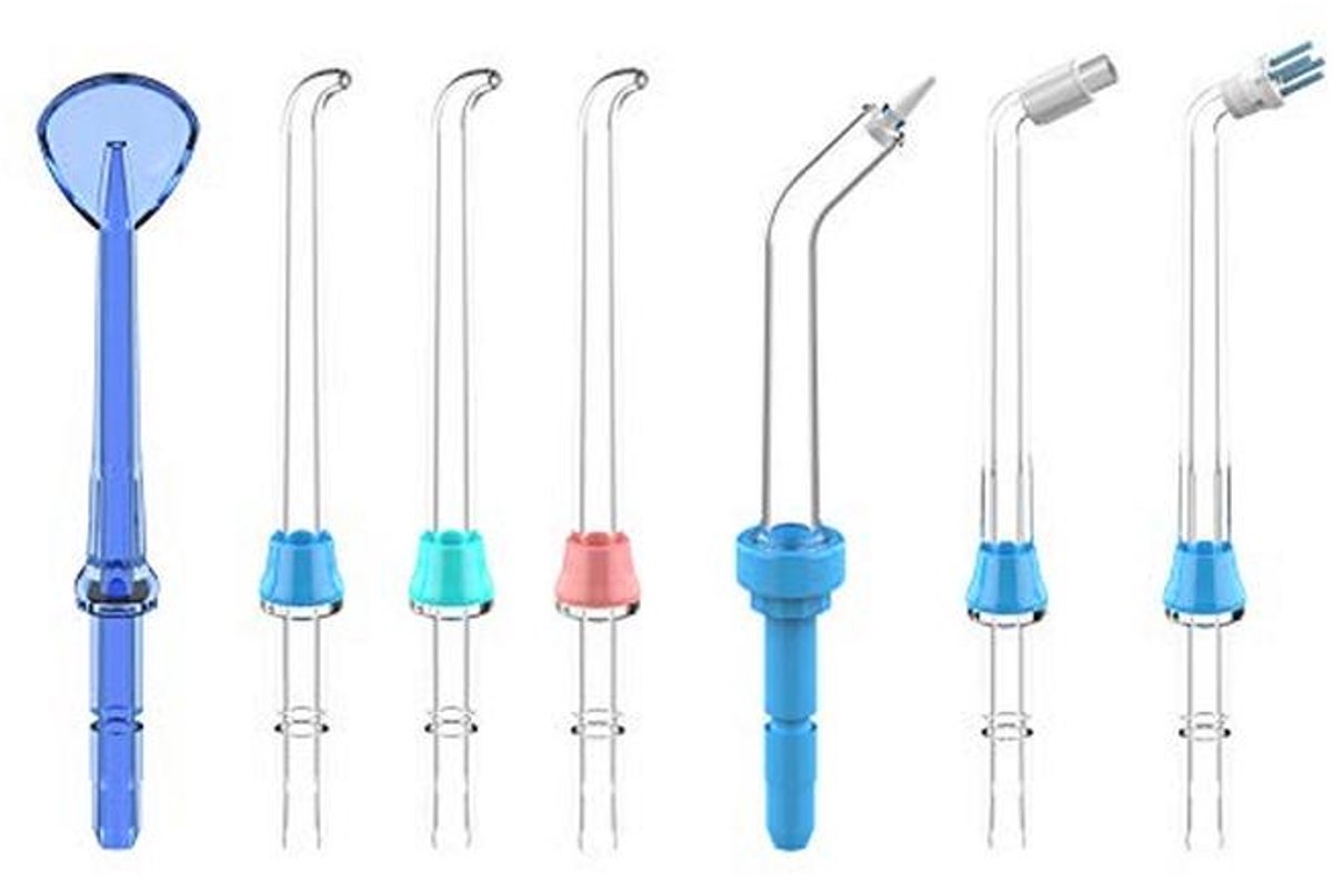 Mondstukken voor monddouche met tongreiniger - 6 stuks voor dagelijkse tandverzorging en implantaten