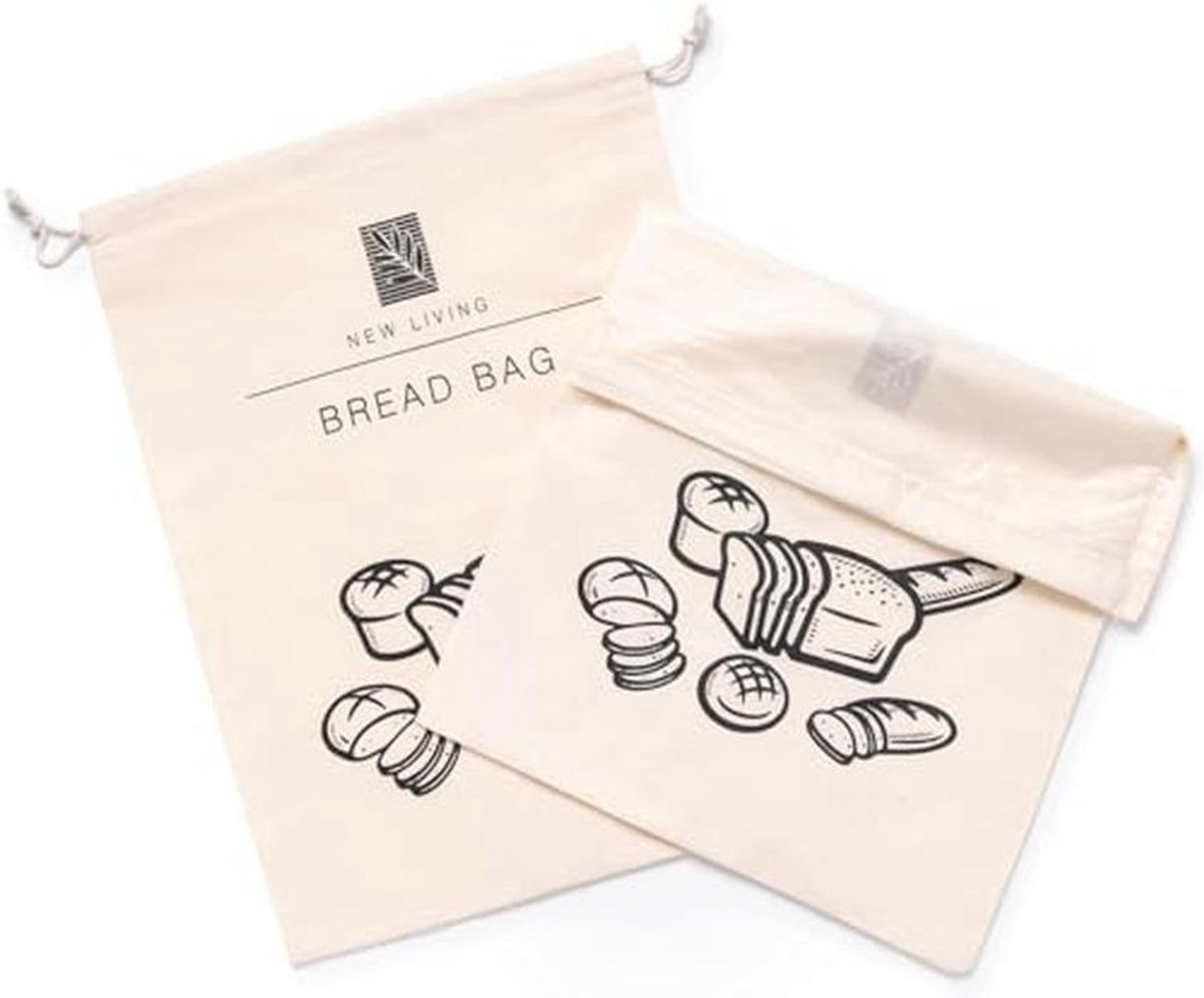 Eco-vriendelijke broodzak 44 x 35 cm - 2 stuks voor langer vers brood