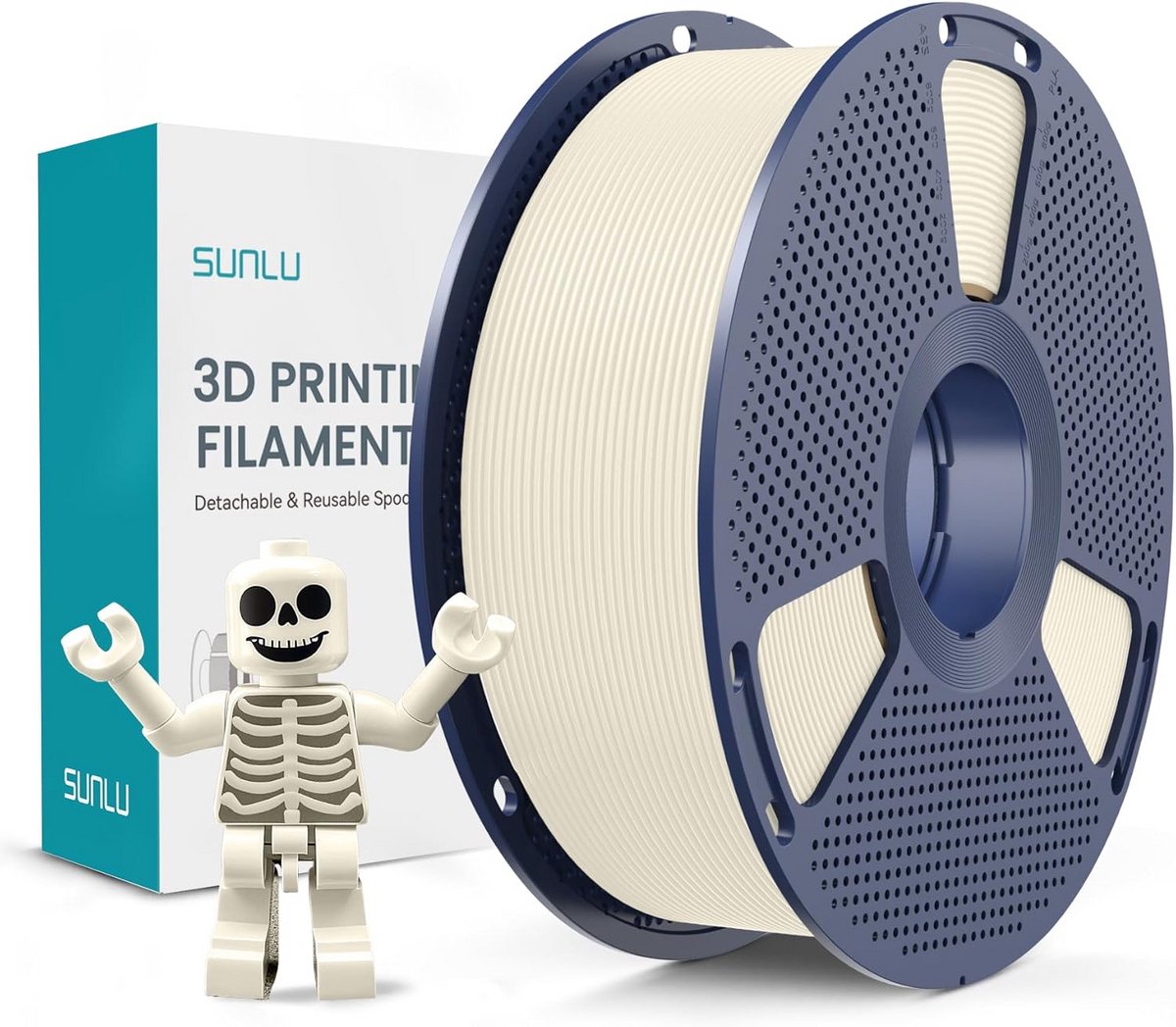 PLA+ Materiaal voor 3D Printer, 1.75mm Filament, 1kg Spoel, Hoge Sterkte en Taaiheid, Beenwit