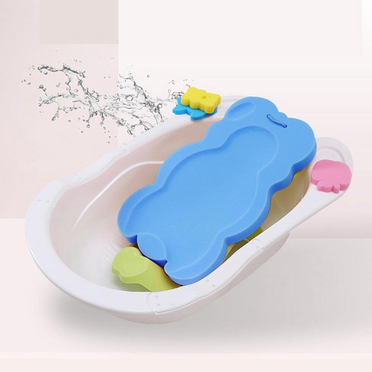 Zachte Antislip Badmat met Verstelbare Steunkussen voor Pasgeboren Baby's