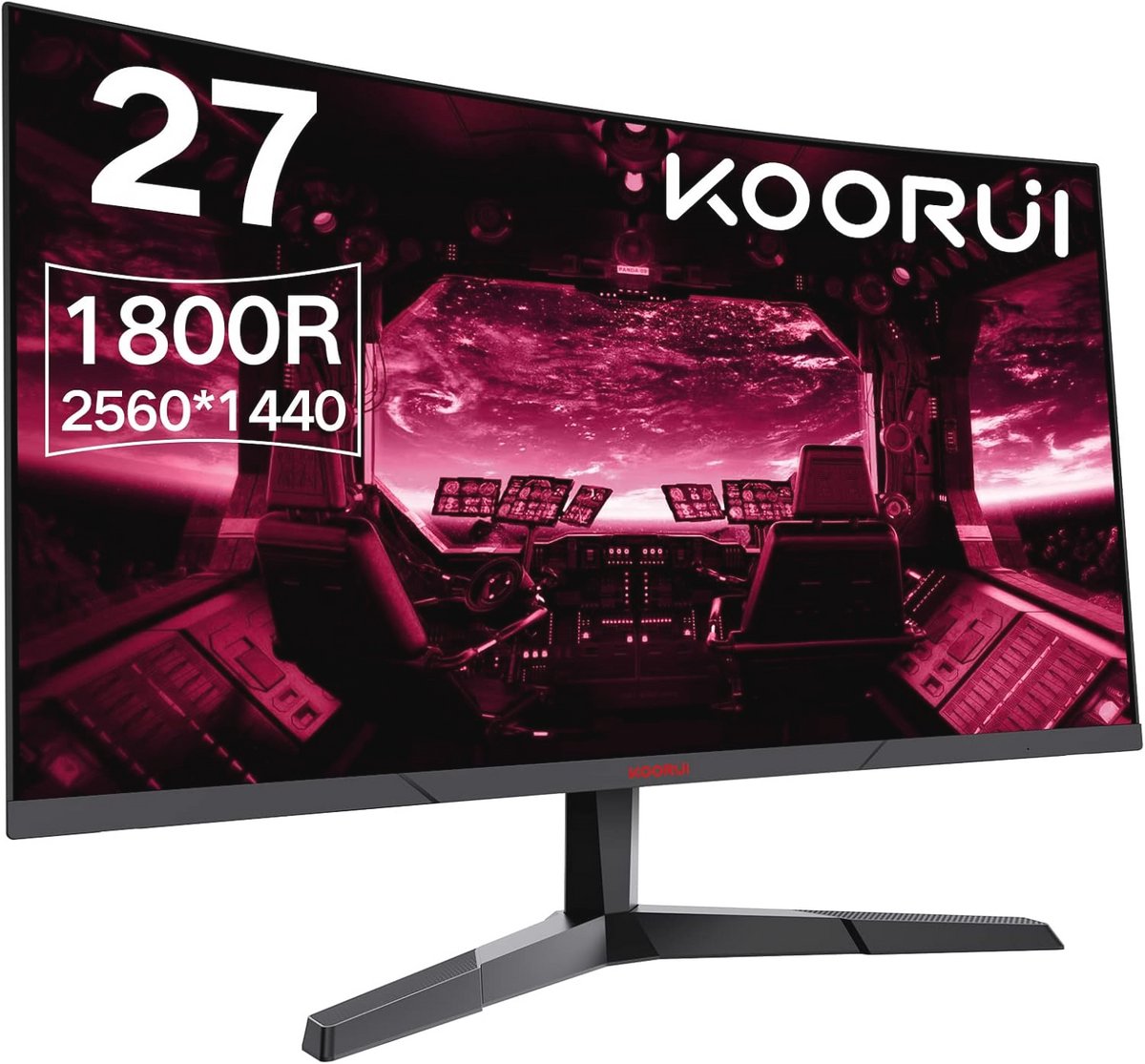Gaming Monitor 27 inch QHD 144Hz 1ms gebogen scherm met ultradun frame