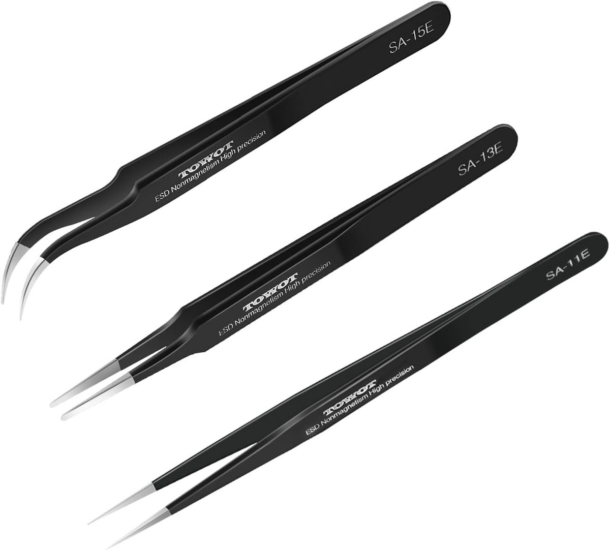 Set van 3 Precisie Pincetten RVS - Antistatisch voor Elektronica, Sieraden en Hobby