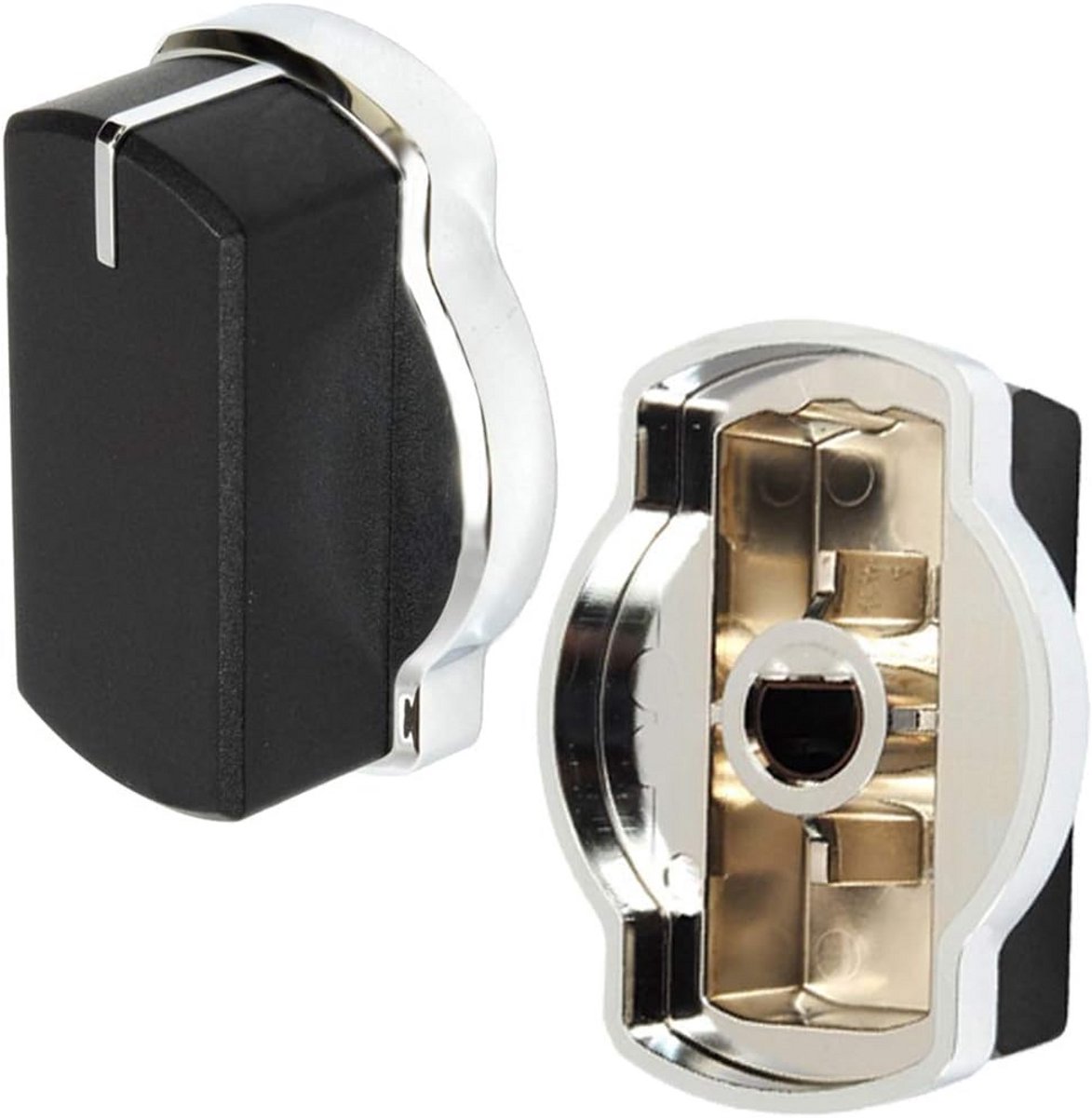 Set van 2 Oven Kookplaat Knoppen voor Belling Fornuizen Zwart/Zilver