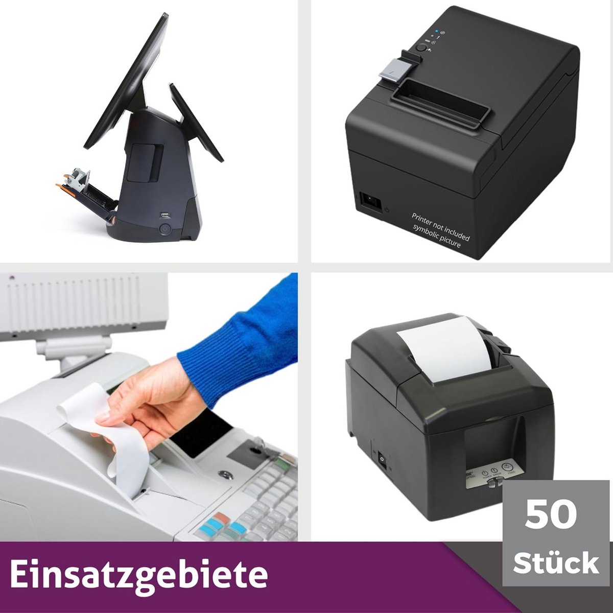 50x Thermische Kassabonnen Rol 80x80mm - BPA-Vrij Papier voor Thermische Printers
