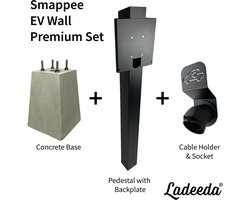 Ladeeda Premium Set voor Smappee EV Wall | RVS Pedestal + Betonsokkel + Kabelhouder | Luxe Complete Kit