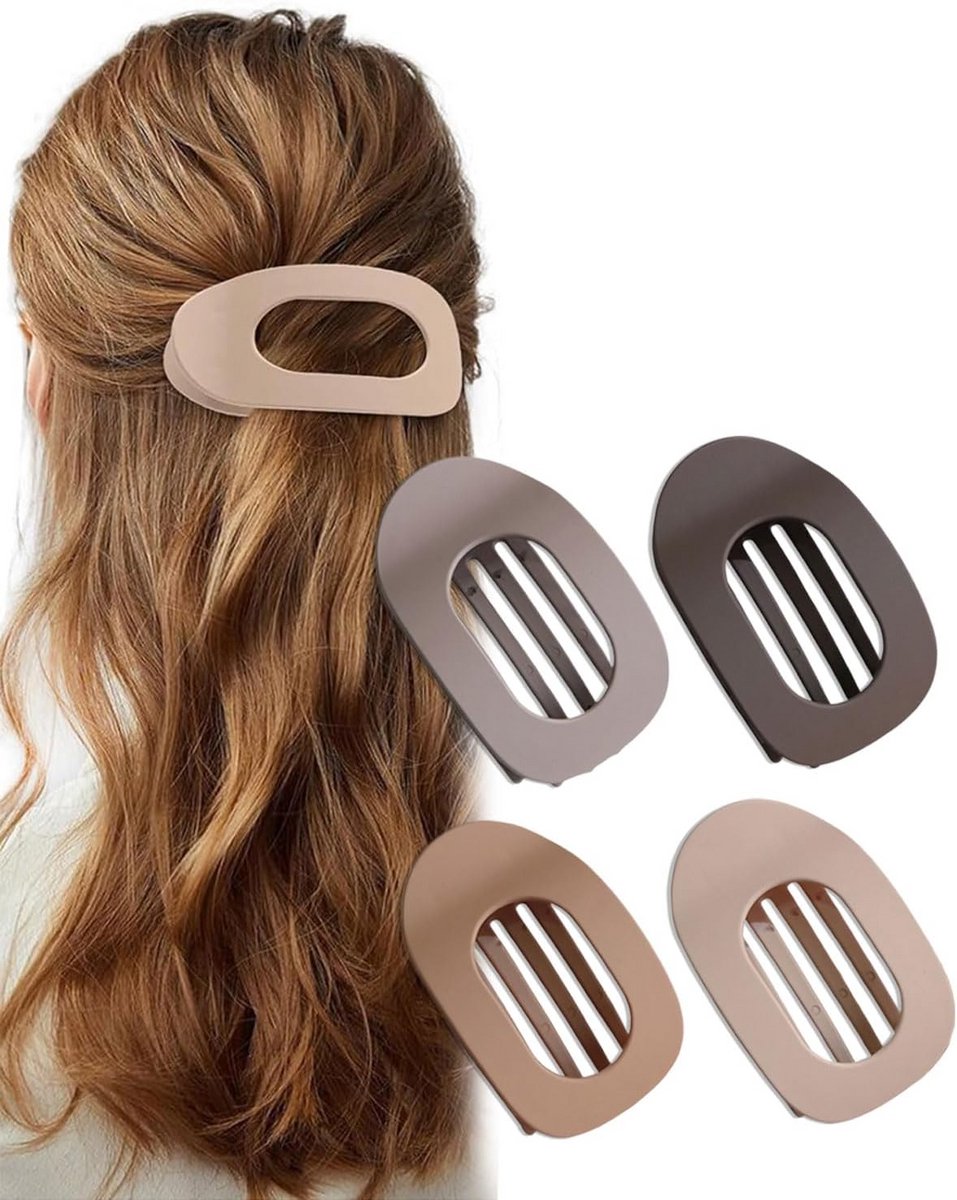 Set van 4 Platte Haarspelden voor Dames met Sterke Grip