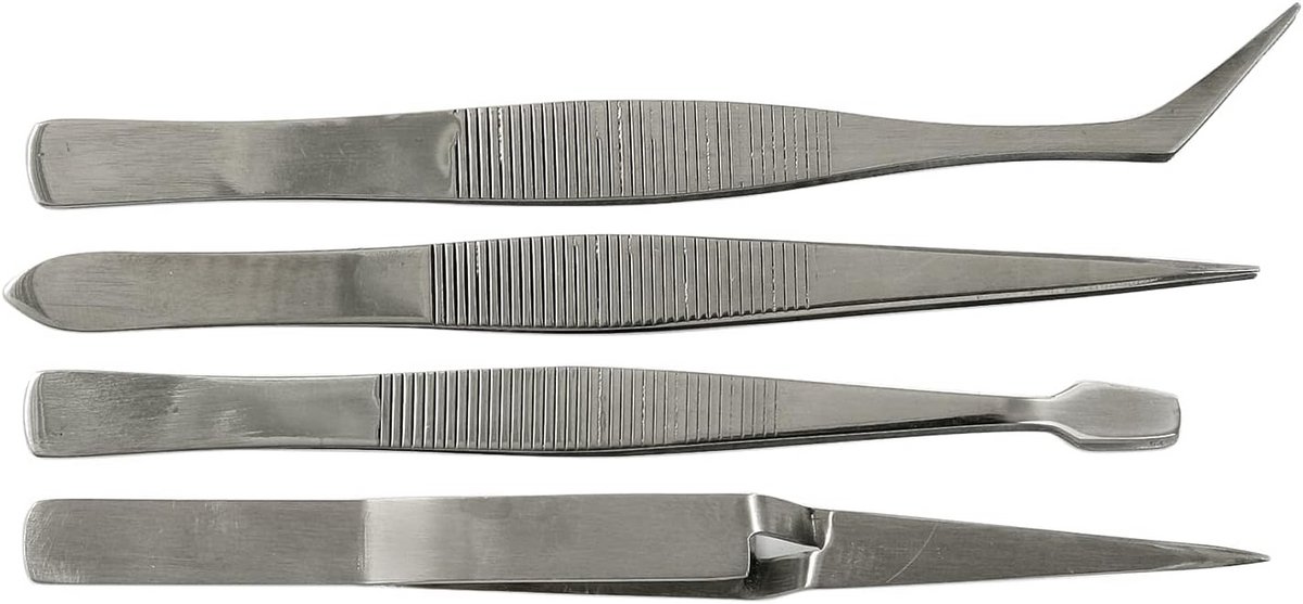 Pincet Set van 4 Stuks voor Knutselen, Sieraden en Modelbouw