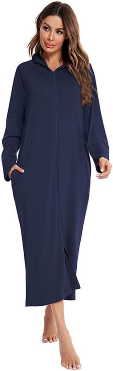 Lange Badjas met Capuchon voor Dames - Comfortabele en Zachte Huisjas met Ritssluiting