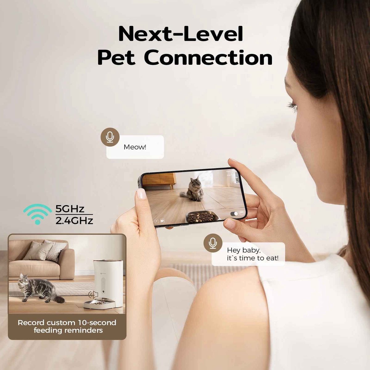 De Warenloods Automatische Voerbak Kat met Spraakfunctie - afbeelding 3