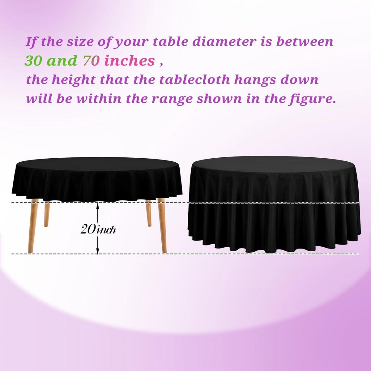 Ronde Tafelkleden Zwart 12 Stuks - 228 cm Polyester voor Feest Bruiloft Diner