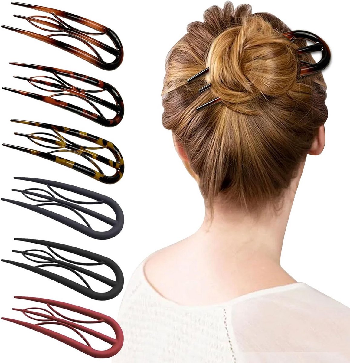 6x Grote U-Vormige Haarspelden Set - Sterke Franse Haarpennen voor Dik & Dun Haar