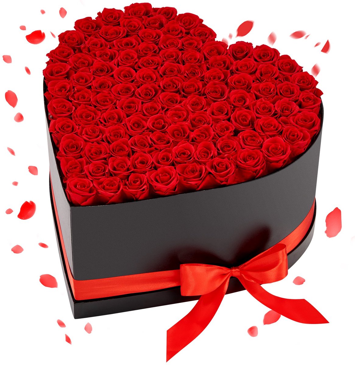 Eeuwige Rozen - Hartvormige Rozenbox - 100 Geconserveerde Rozen - Langdurig Zonder Onderhoud - Romantisch Cadeau - Rood