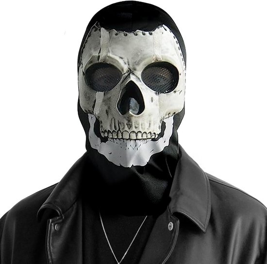 Airsoft balaclava gezichtsmasker, volledig gezichtsmasker, schedelmasker, voor Halloween, CS, survivalspelletjes, schieten, cosplay masker, instelbaar
