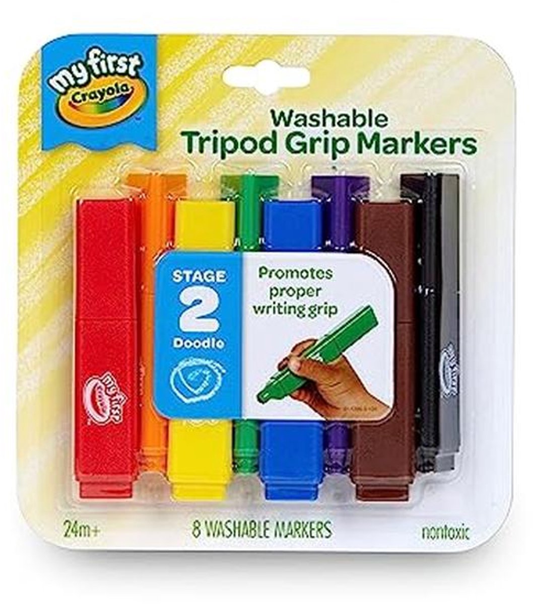 Wasbare Driehoek Grip Markers voor Peuters - 8 Kleuren