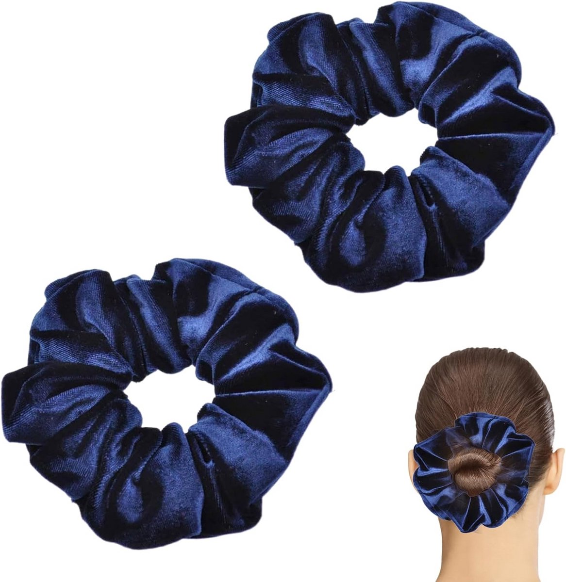 2 Grote Zijden Haar Scrunchies Set - Zacht en XL Elastiek voor Dik & Krullend Haar