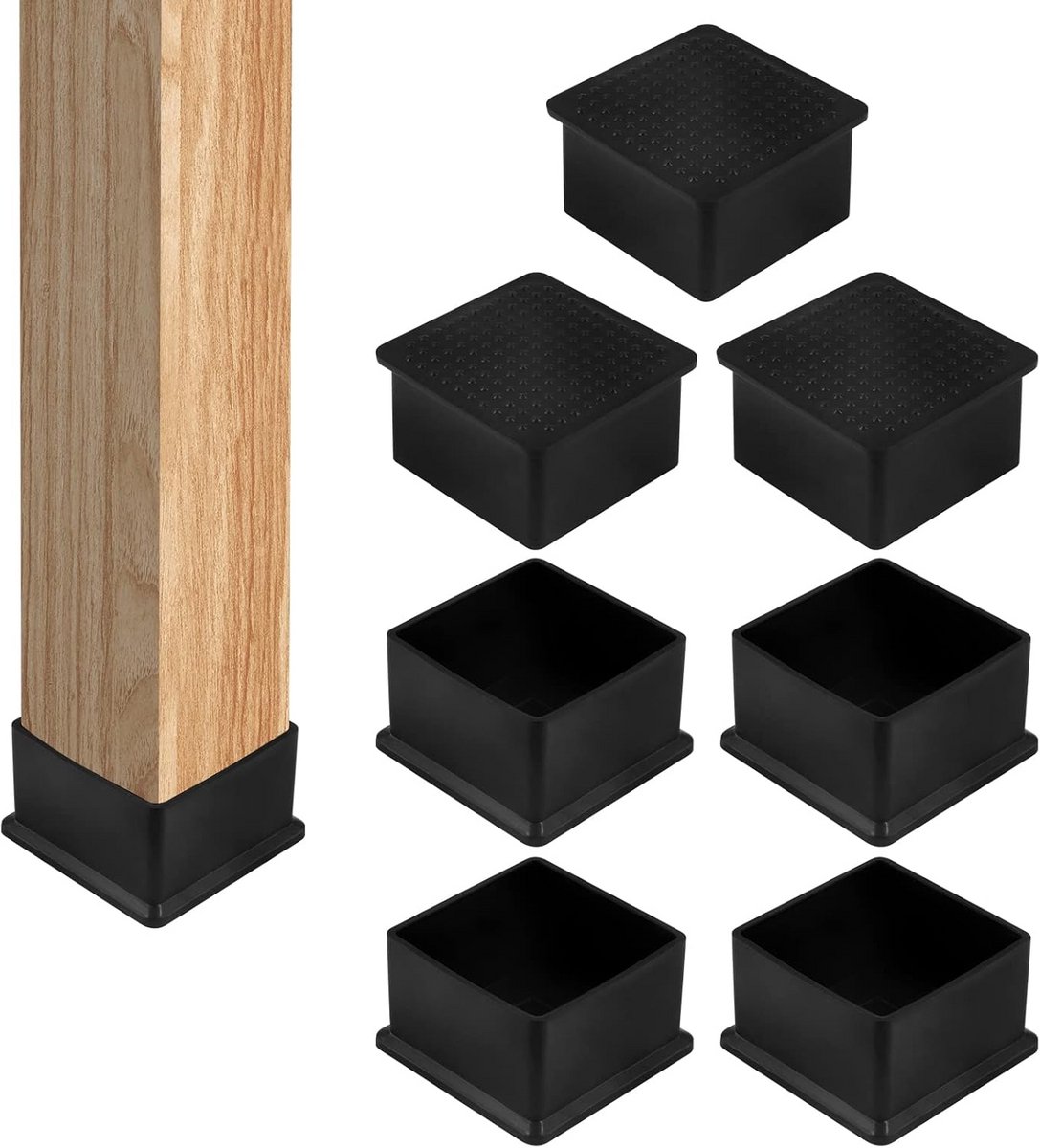 8 Stuks Vierkante Rubberen Stoelpootdoppen - Antislip Beschermers voor Tafelpoten en Kastpoten (5x5 cm)