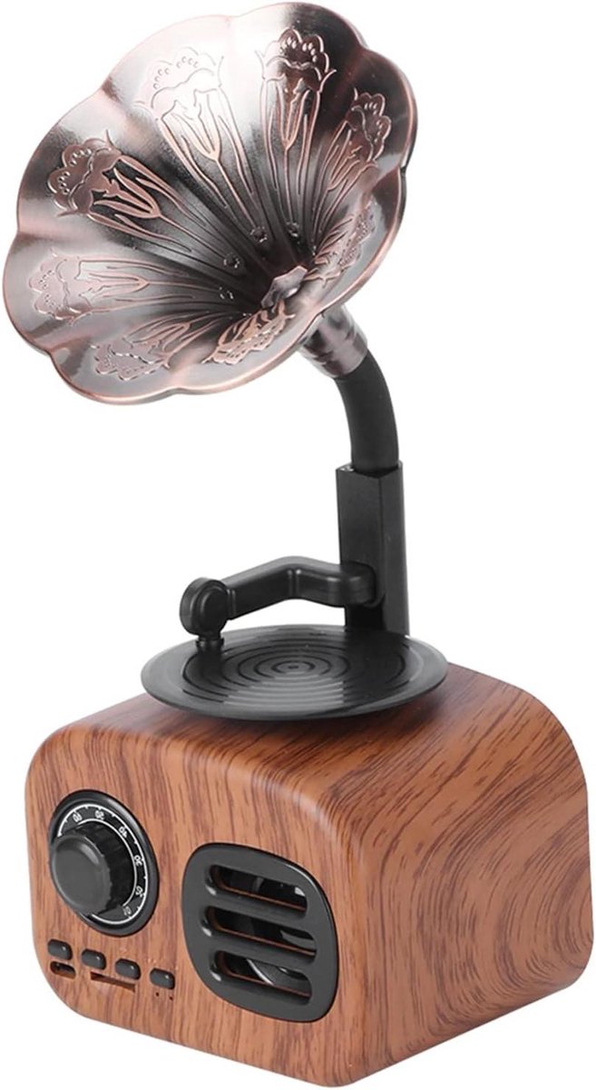Ronte - Vintage platenspeler met luidspreker in de vorm van een grammofoon voor huisdecoratie met grote accucapaciteit.