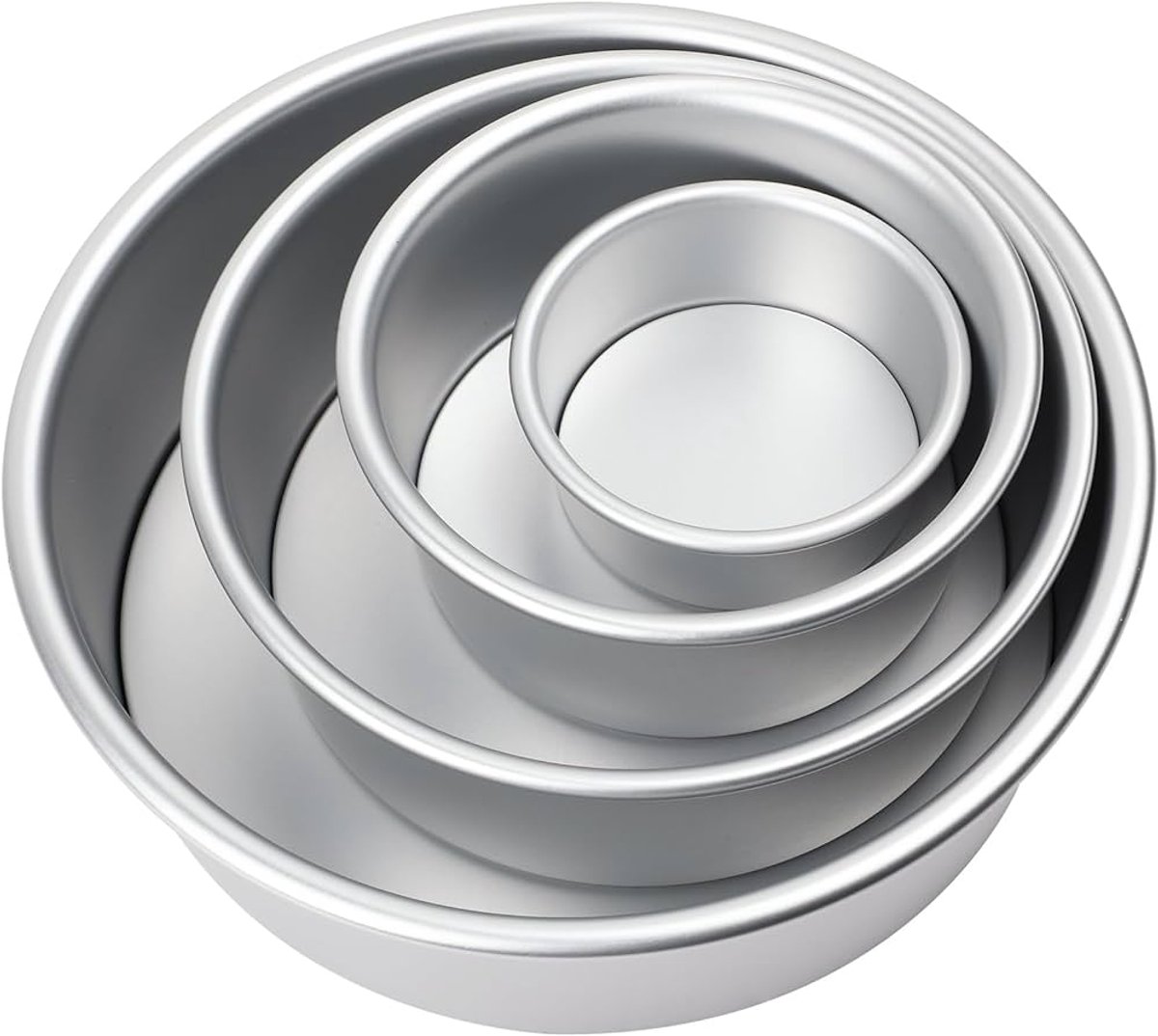 Ronde bakvorm 4-delig - Geanodiseerd aluminium - Zilver