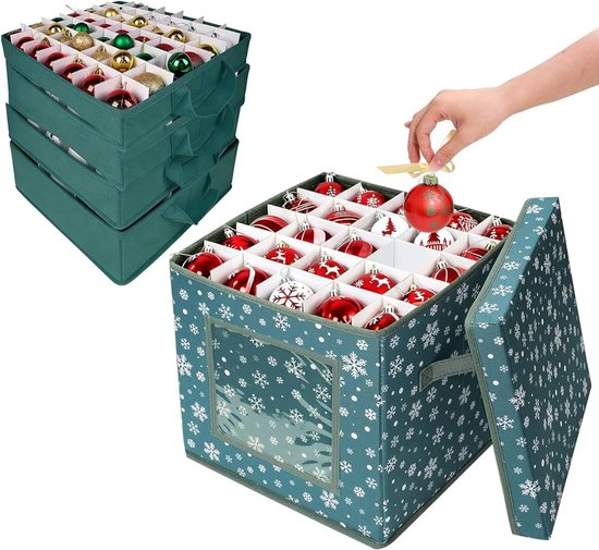Meinposten Opbergdoos voor 32 kerstballen, kerstdecoratie, doos voor opslag
