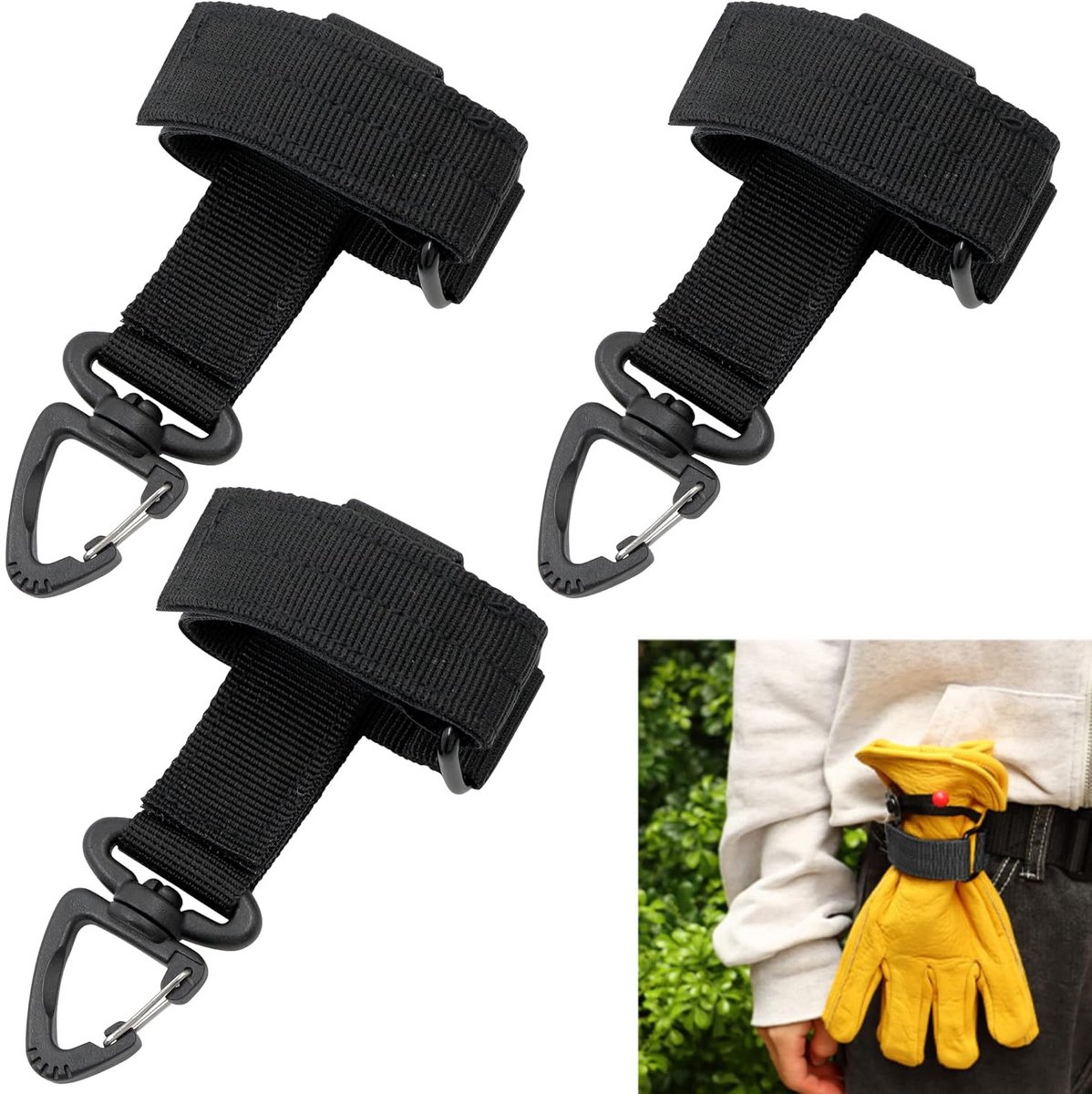 Handschoenenclip met Carabiner voor Handschoenen, Maskers, Brillen en Helmen - Set van 3 Stukken