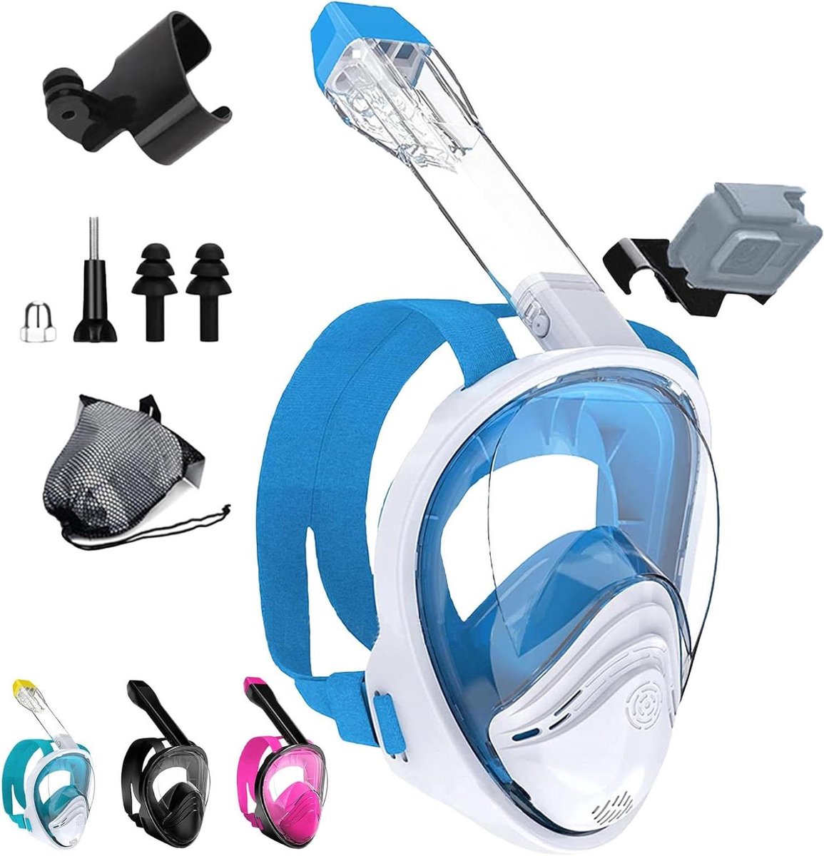 Ronte - Snorkelmasker voor volwassenen en kinderen - Seaview Y - Veilig voor CO2 - Snorkelset - Snorkelmasker alternatief - Duikuitrusting voor volwassenen en kinderen - Zeezicht snorkelmasker.