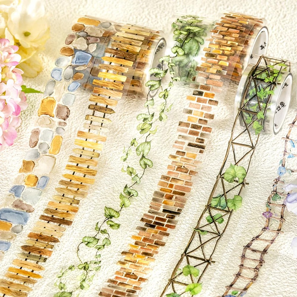 IMPERATORIS® 6 rollen landschap washi tape Bullet/Junk Journal - Stickers Volwassenen - Plakband - 6.5ft - Washi Tape - decoratieve projecten
