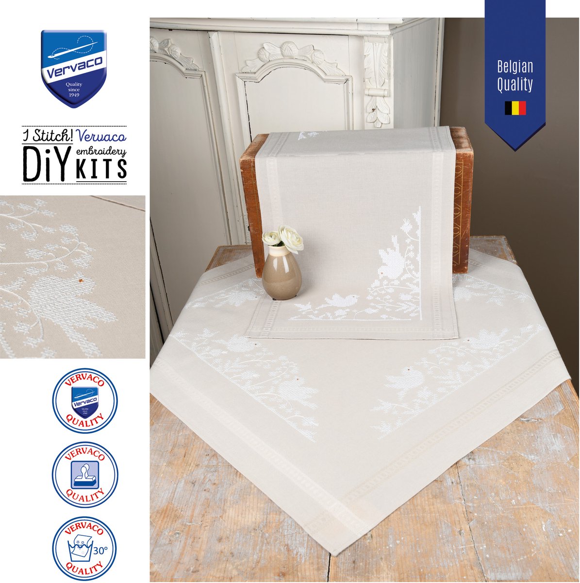 Vervaco - Tafelkleed kit - Witte vogels - PN-0013116 - Borduren - Borduurpakket - Borduurpakket volwassenen - Borduurpakket kind — afbeelding 8
