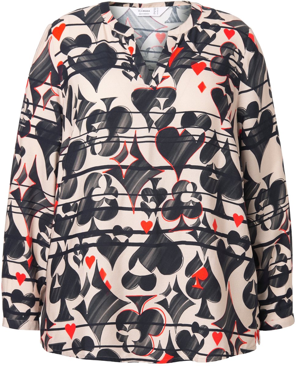 MIAMODA - Dames - Tuniek regular fit kaartenpatroon - Poeder - Maat 44