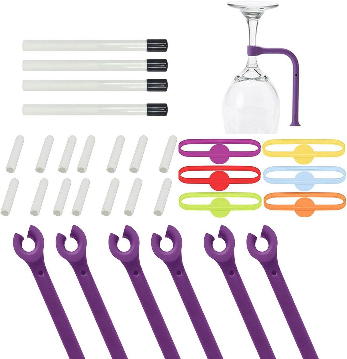 Zaky Vaatwasser Veilig Stemware Houder Drink Markers Siliconen Vaatwasser Rack Tine Prong Reparatie End Cover Caps voor Vaatwasser Attachment Keuken Gadget 36 stks
