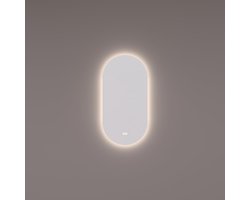Miroir HIPP Design Ovale-Droit Cuivre Brossé PVD avec Éclairage LED Indirect 40 x 90 x 3 cm Incluant Chauffage de Miroir. Changement de Couleur et Variateur Tactile