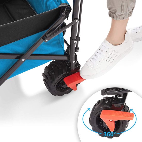 Opvouwbare Bolderkar met Dak - Offroad Tuinkar met Rem en Staartzak - Massieve Wielen en Opberghoes - Blauw van LifeGoods — afbeelding 2